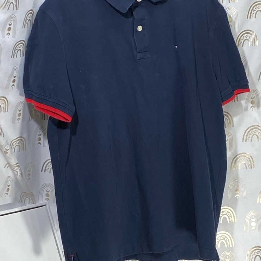 Tommy Hilfiger Dark Blue Polo with Red Trim